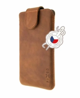 Univerzální kožený kapsičkový obal Fixed Posh velikost 5XL hnědé