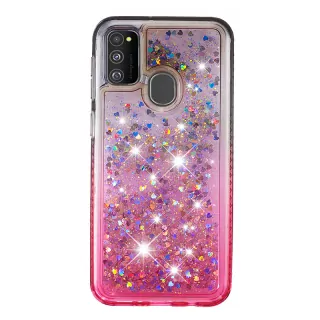Třpytkové pouzdro Sand Case Diamond na mobil Samsung Galaxy M21 Růžové - čiré