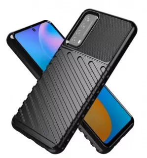 Odolnější gumové pouzdro Armored Thunder na mobilní telefon Huawei P Smart 2021 Černé