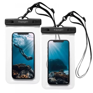 Vodotěsné pouzdro SPIGEN A601 - IPX8 pro mobily do rozměru 163 x 90 mm, 2ks v balení - čiré