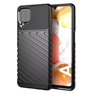 Odolnější gumové pouzdro Armored Thunder na mobilní telefon Samsung Galaxy A22 4G Černé