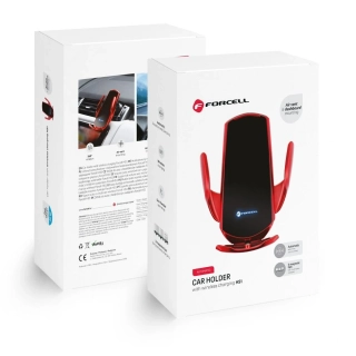 Držák do auta Forcell HS1 s Qi nabíjením 15W - červený