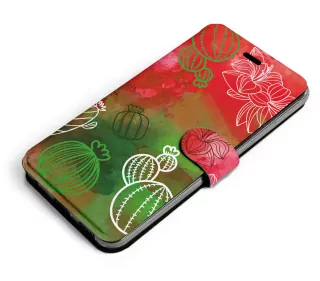 Flipové pouzdro Mobiwear na mobil Apple iPhone 13 Pro Max - MG01S Vodovkové kaktusy - výprodej