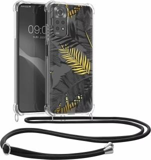 Pevné silikonové pouzdro kwmobile Crossbody na mobil Xiaomi Redmi Note 11 / 11S s popruhem - palm leaves