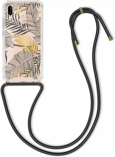 Pevné silikonové pouzdro kwmobile Crossbody na mobil Huawei P20 Lite s popruhem - palm leaves