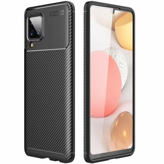 Silikonové pouzdro Premium Coolcase Carbon na mobil Samsung Galaxy A12 / M12 Černé