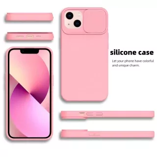 Silikonové pouzdro SLIDE Case s krytkou fotoaparátu na mobil Xiaomi Redmi 10C Růžové