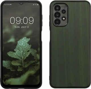 Dřevěné - silikonové pouzdro KWmobile na mobil Samsung Galaxy A13 4G Dark Green