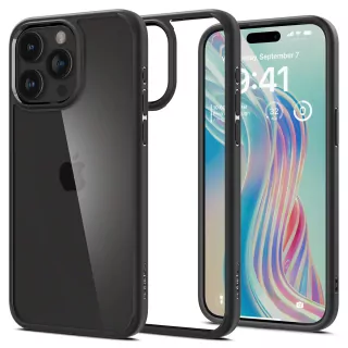Silikonové pouzdro SPIGEN Crystal Hybrid na mobil Apple iPhone 15 Pro - čiré s černým rámečkem