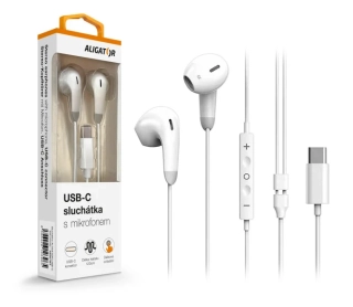 Handsfree sluchátka do uší s USB-C konektorem, ALIGATOR AE007 Cool Music, bílá (kompatibilní s iPhone 15 a vyšší)
