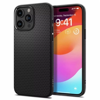 Silikonové pouzdro SPIGEN Liquid Air na mobil Apple iPhone 15 Pro Černé