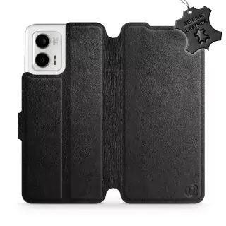 Flipové kožené pouzdro Mobiwear na mobil Motorola Moto G73 5G - Černé - L_BLS - VÝPRODEJ