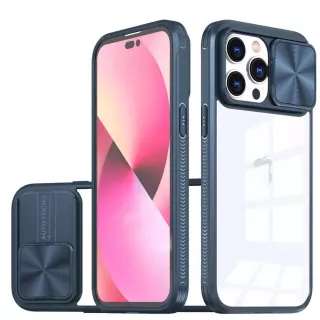 Silikonové pouzdro Camslider na mobil Apple iPhone 15 Pro Modré s ochranou kamerek