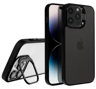 Ochranné pouzdro BRACKET na mobil Apple iPhone 14 Pro Černé se stojánkem a krytkami fotoaparátu