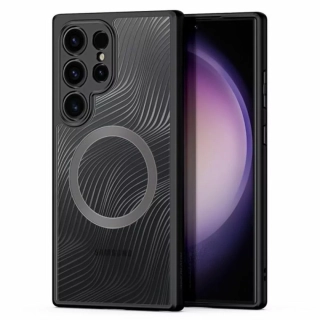 Silikonové pouzdro Dux Ducis Aimo Mag na mobil Samsung Galaxy S24 Ultra čiré - černé s podporou MagSafe