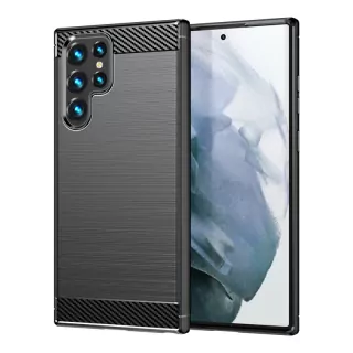 Silikonové pouzdro Coolcase Carbon na mobil Samsung Galaxy S24 Ultra Černé