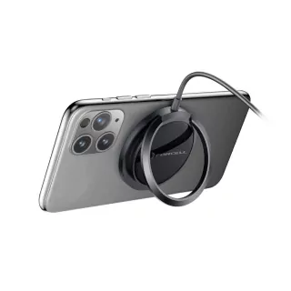 Bezdrátová indukční nabíječka - podložka FORCELL F-ENERGY PowerPod s kroužkem/stojánkem, kompatibilní s MagSafe, černá