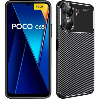 Silikonové pouzdro Coolcase Carbon Fiber - Xiaomi Redmi 13C / Poco C65 Černé