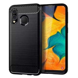 Silikonové pouzdro Coolcase Carbon Brushed na mobil Samsung Galaxy A40 Černé