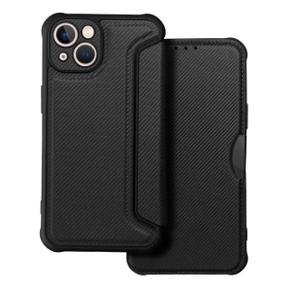 Ultimátní flip pouzdro RAZOR Coolcase Carbon na mobil Apple iPhone 13 černé