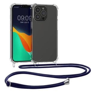 Pevné silikonové pouzdro kwmobile Crossbody na mobil Apple iPhone 13 Pro s popruhem - čiré