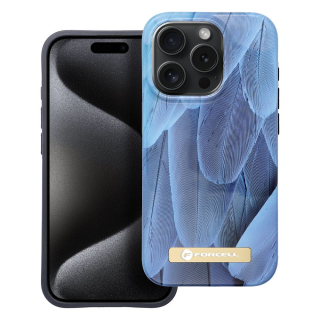 Prémiové pouzdro FORCELL F-PROTECT Mirage 4D s MagSafe na mobil Apple iPhone 15 Pro - Modrá pírka