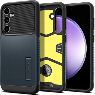 Odolné silikonové pouzdro SPIGEN Slim Armor na mobil Samsung Galaxy S23 FE se stojánkem - Metal slate
