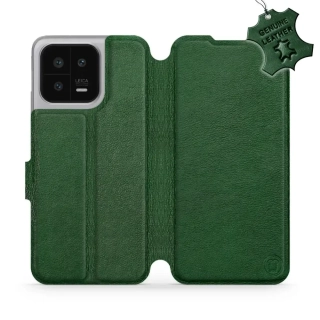 Knížkové kožené flip pouzdro Mobiwear - Xiaomi 13 - Zelené - VÝPRODEJ