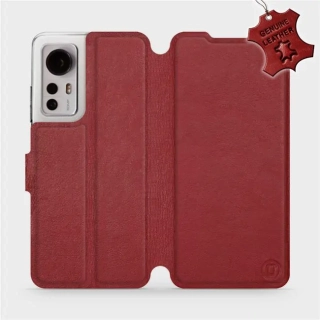 Knížkové kožené flip pouzdro Mobiwear - Xiaomi 12 / Xiaomi 12X - Červené - VÝPRODEJ