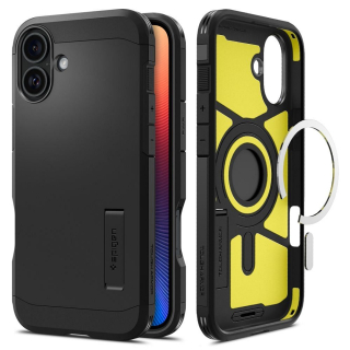 Odolné pouzdro SPIGEN Tough Armor Mag s MagSafe - Apple iPhone 16 - Black se stojánkem