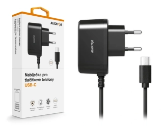 Nabíječka do sítě pro všechny seniorské a tlačítkové telefony ALIGATOR s USB-C konektorem, originální