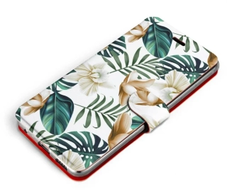 Knížkové flip pouzdro Mobiwear - Huawei Nova 9 - MC07P Zlatavé květy a zelené listy - VÝPRODEJ