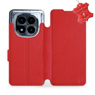 Kožené flip pouzdro Mobiwear - Xiaomi Redmi Note 14 Pro 5G - Červené