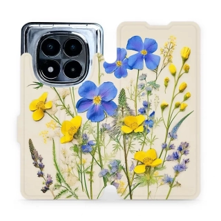 Flipové pouzdro Mobiwear - Xiaomi Redmi Note 14 Pro 5G - VP41S Modré a žluté kvítky