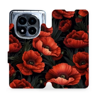 Flipové pouzdro Mobiwear - Xiaomi Redmi Note 14 Pro 5G - VP45S Temné červené květy