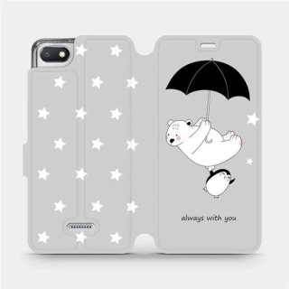 Flipové pouzdro Mobiwear na mobil Xiaomi Redmi 6A - MH08P Méďa a tučňák - always with you - VÝPRODEJ