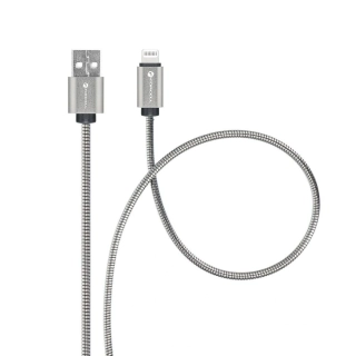 Datový kabel FORCELL F-ENERGY Metal C236 USB-A na Lightning 1m – stříbrný