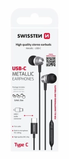 Swissten USB-C SLUCHÁTKA METALLIC ČERNÁ