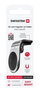 Swissten MAGNETICKÝ DRŽÁK DO VENTILACE AUTA EASY MOUNT STŘÍBRNÝ