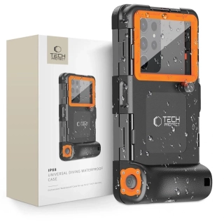 Voděodolné pouzdro Tech-Protect IPX8 – 4.7–6.7", černo-oranžové