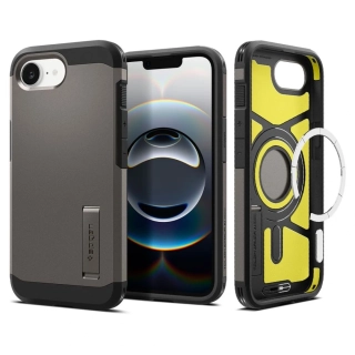 Spigen Tough Armor MagSafe iPhone 16e / iPhone 17e šedý se stojánkem