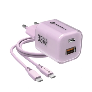 Nabíječka Forcell GaN III 33W + USB-C kabel - fialová