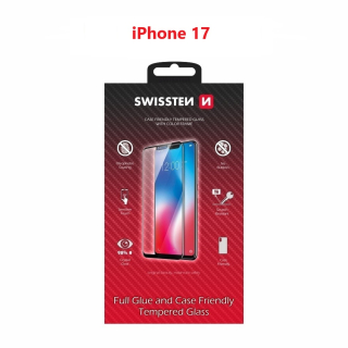 Swissten Full Glue sklo iPhone 17 – černý rámeček