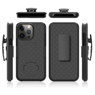 Kryt HOLSTER s klipem a stojánkem pro Apple iPhone 15 Pro - černý