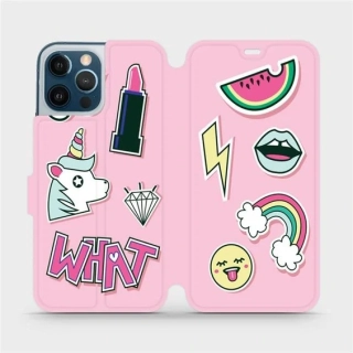 Mobiwear flip pouzdro Apple iPhone 12 Pro Max - růžové WHAT