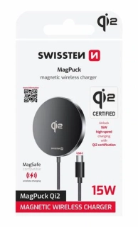 SWISSTEN BEZDRÁTOVÁ NABÍJEČKA MagPuck Qi2 1.5 M (kompatibilní s MagSafe)
