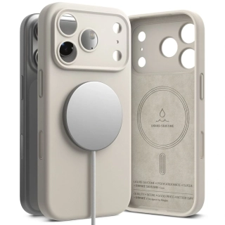 Kryt Ringke Silicone MagSafe Apple iPhone 17 Pro - béžový