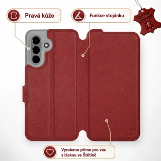 Kožené flip pouzdro Mobiwear - Samsung Galaxy A26 5G - Tmavě červené