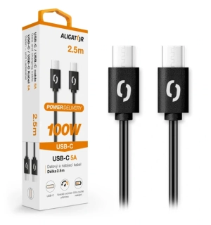 Aligator nabíjecí kabel USB-C 100W 2,5m černý