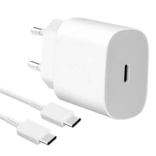 Originální rychlá Samsung EP-TA800EWE 25W nabíječka USB-C + kabel bílá